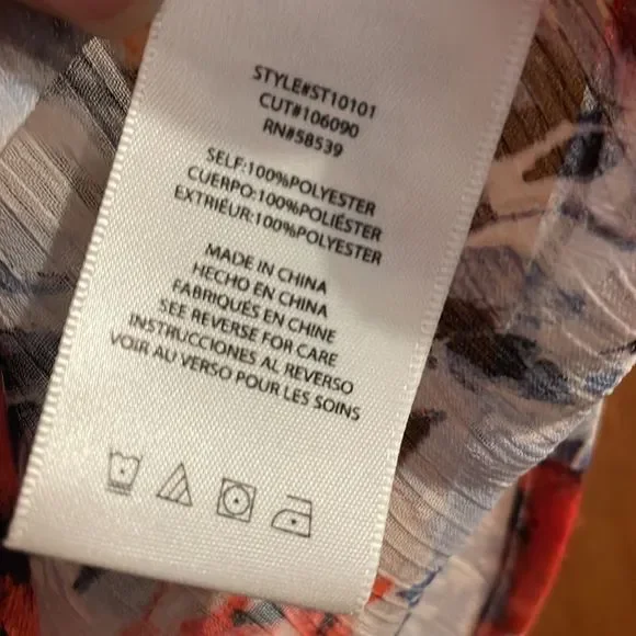 •KUT FROM THE KLOTH•WHITE SHEER FLORAL BUTTON UP CONVERTIBLE SLEEVE BLOUSE MED. - Picture 6 of 10